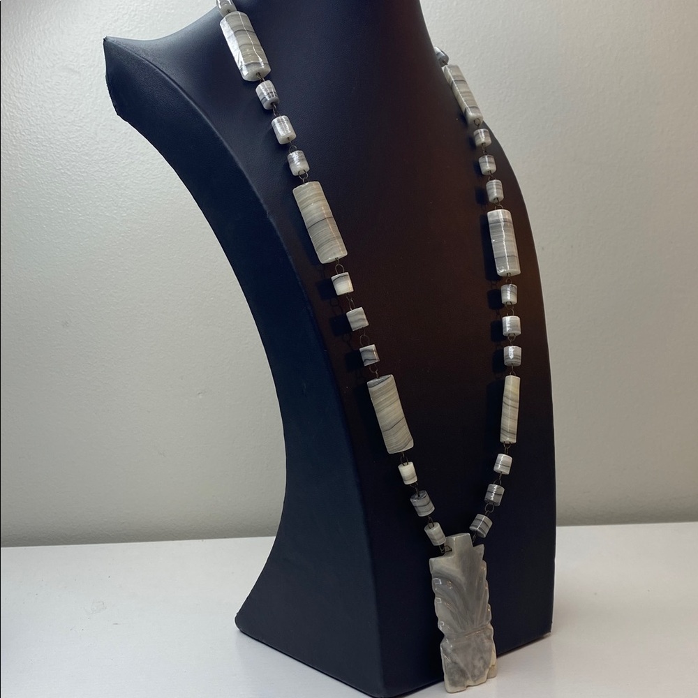 Mexican Grey Agate Statement Necklace - Picture 2 of 7